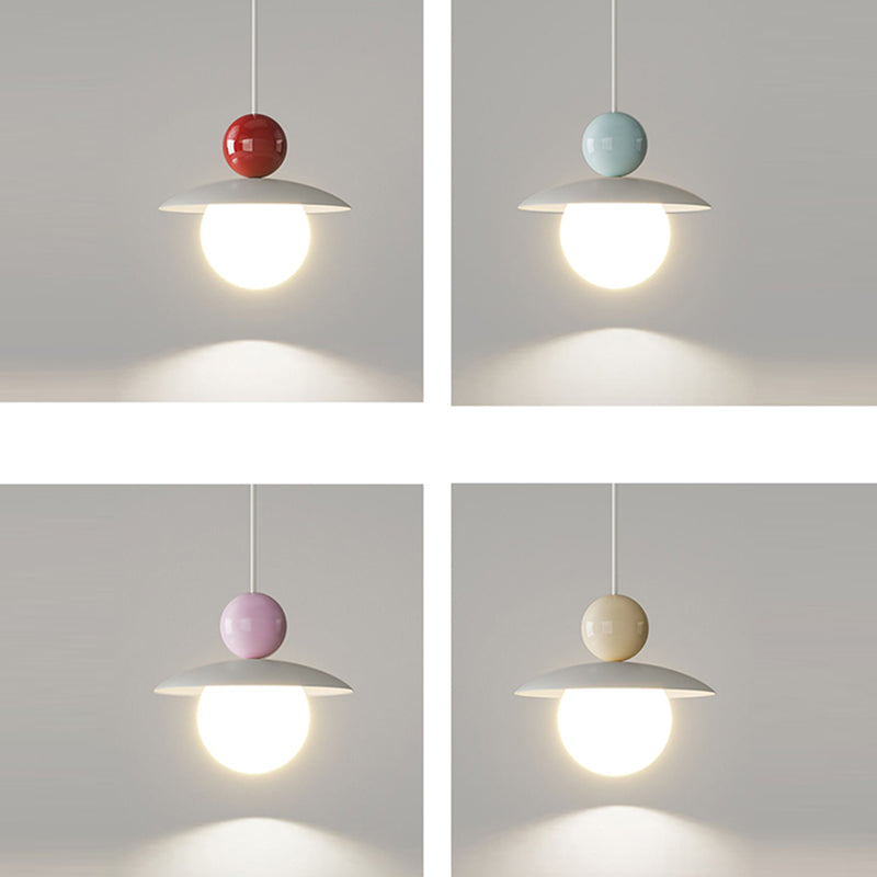 Contemporary Nordic Iron PE Ball LED Pendant Light For Bedroom