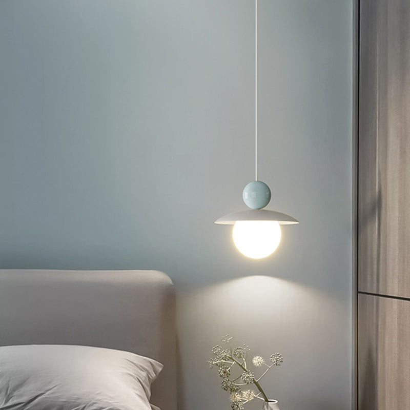 Contemporary Nordic Iron PE Ball LED Pendant Light For Bedroom