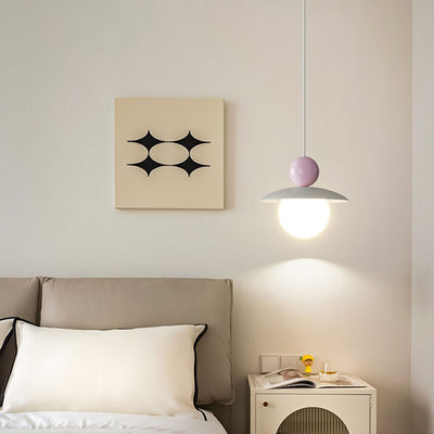 Contemporary Nordic Iron PE Ball LED Pendant Light For Bedroom