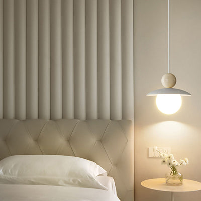 Contemporary Nordic Iron PE Ball LED Pendant Light For Bedroom