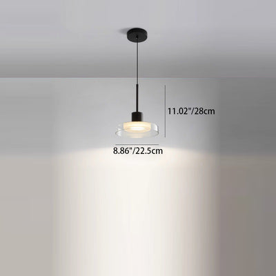 Contemporary Nordic Cylinder Shape Glass Aluminum Acrylic LED Pendant Light For Bedroom