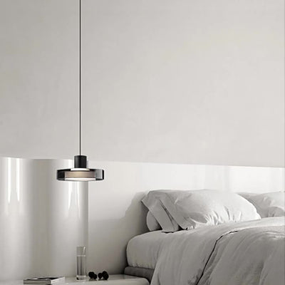 Contemporary Nordic Cylinder Shape Glass Aluminum Acrylic LED Pendant Light For Bedroom