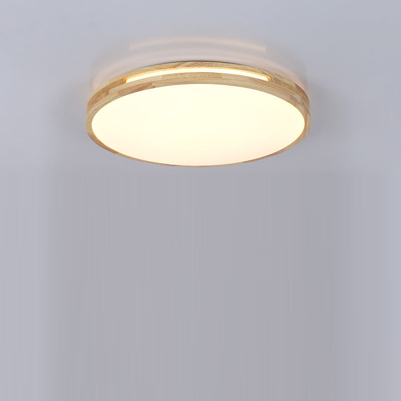 Modern Minimalist Round Wood Iron PE LED Flush Mount Ceiling Light For Living Room