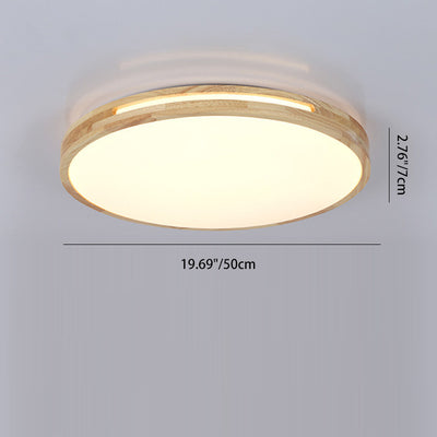 Modern Minimalist Round Wood Iron PE LED Flush Mount Ceiling Light For Living Room