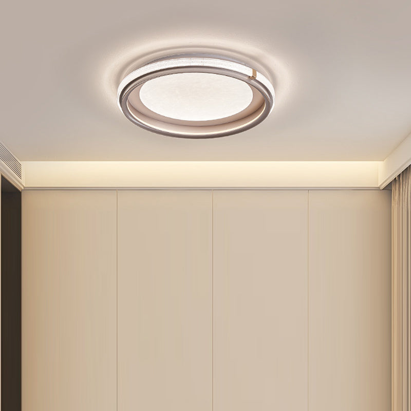 Modern Luxury Double Round Ring Aluminum Acrylic LED Flush Mount Ceiling Light For Bedroom