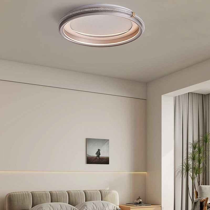 Modern Luxury Double Round Ring Aluminum Acrylic LED Flush Mount Ceiling Light For Bedroom