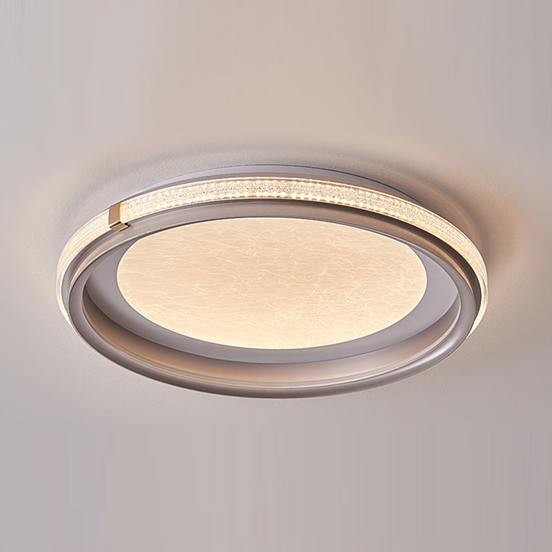 Modern Luxury Double Round Ring Aluminum Acrylic LED Flush Mount Ceiling Light For Bedroom