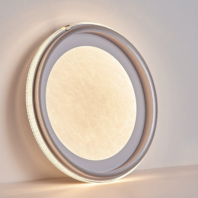 Modern Luxury Double Round Ring Aluminum Acrylic LED Flush Mount Ceiling Light For Bedroom