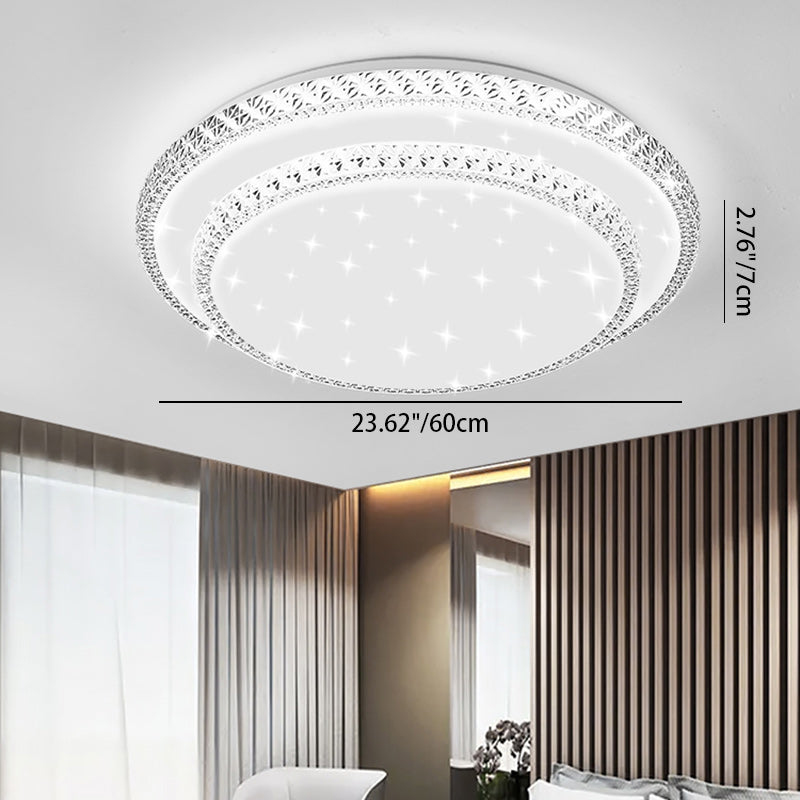 Contemporary Simplicity Iron Acrylic Round Square Rectangular Double Ring LED Spotlight Flush Mount Ceiling Light For Living Room