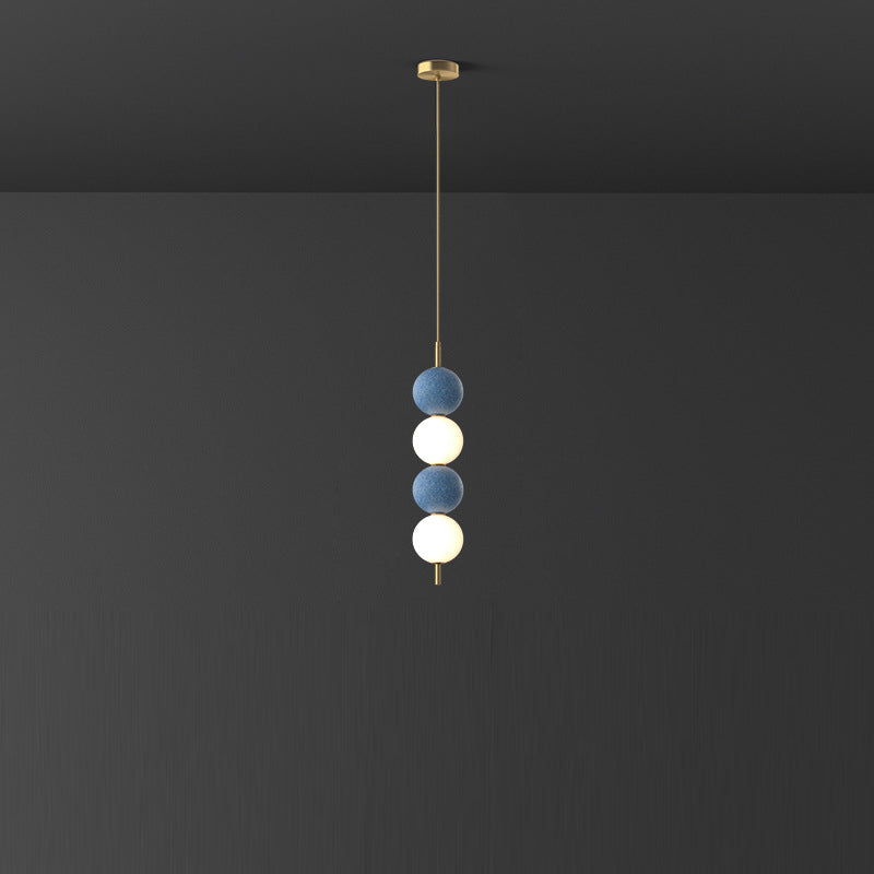 Modern Minimalist Vertical String Ball Brass Acrylic LED Pendant Light For Bedroom