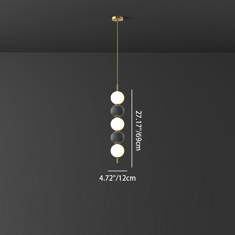 Modern Minimalist Vertical String Ball Brass Acrylic LED Pendant Light For Bedroom