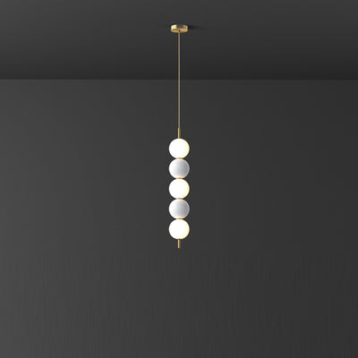 Modern Minimalist Vertical String Ball Brass Acrylic LED Pendant Light For Bedroom