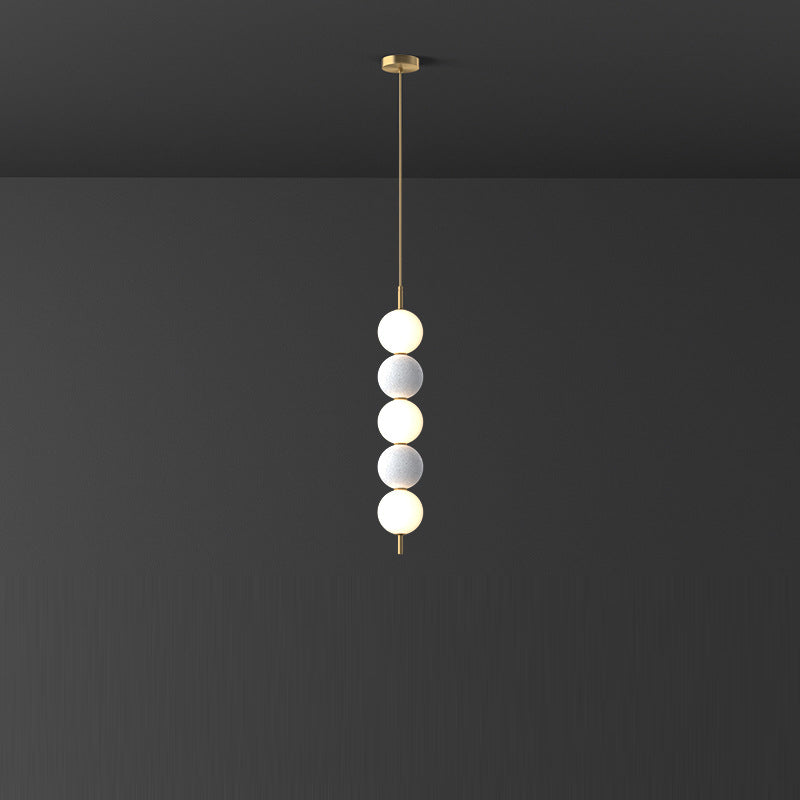 Modern Minimalist Vertical String Ball Brass Acrylic LED Pendant Light For Bedroom