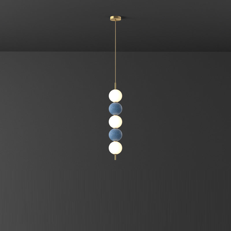 Modern Minimalist Vertical String Ball Brass Acrylic LED Pendant Light For Bedroom