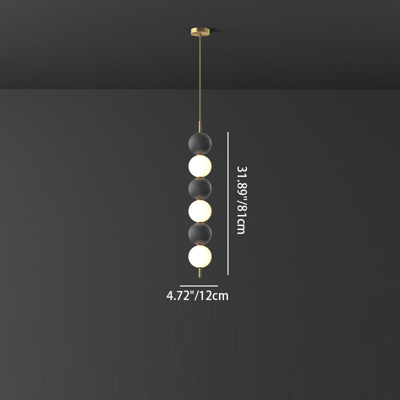 Modern Minimalist Vertical String Ball Brass Acrylic LED Pendant Light For Bedroom