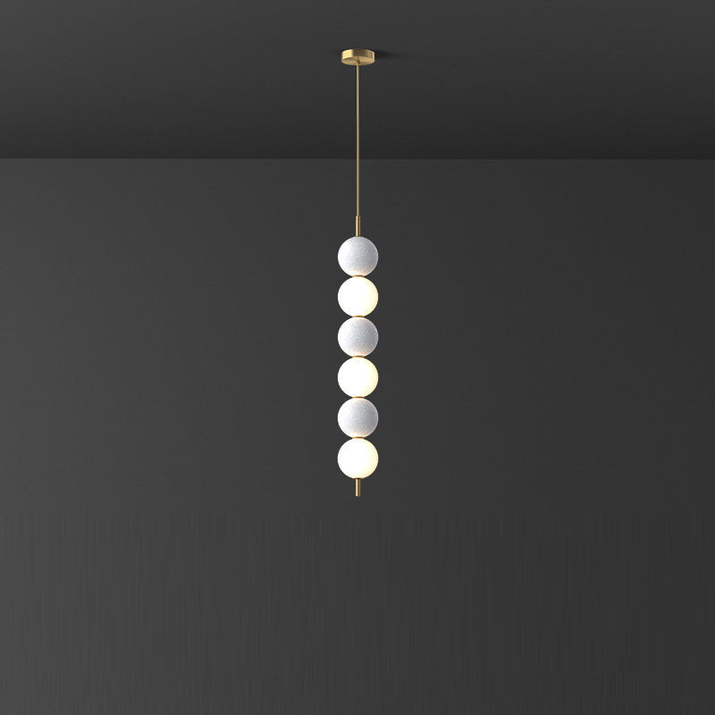 Modern Minimalist Vertical String Ball Brass Acrylic LED Pendant Light For Bedroom