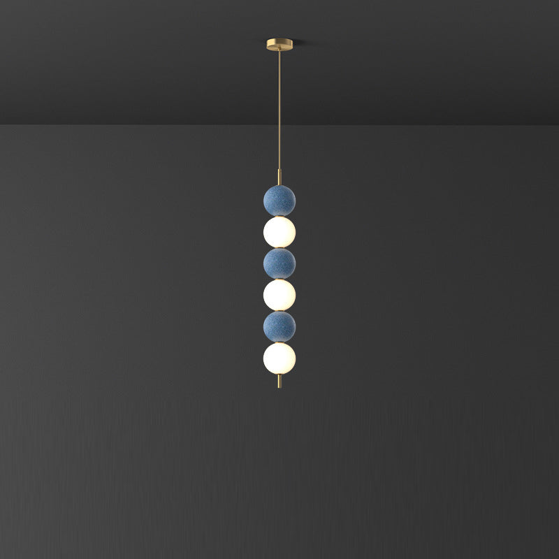 Modern Minimalist Vertical String Ball Brass Acrylic LED Pendant Light For Bedroom