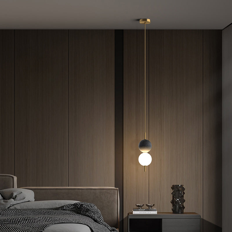 Modern Minimalist Vertical String Ball Brass Acrylic LED Pendant Light For Bedroom