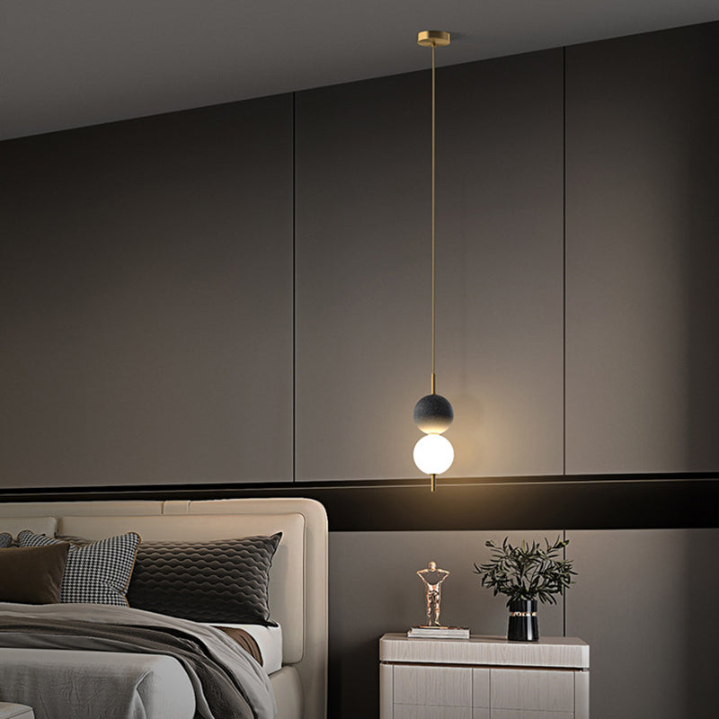 Modern Minimalist Vertical String Ball Brass Acrylic LED Pendant Light For Bedroom