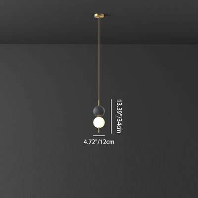 Modern Minimalist Vertical String Ball Brass Acrylic LED Pendant Light For Bedroom