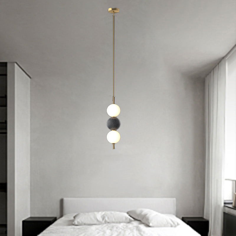 Modern Minimalist Vertical String Ball Brass Acrylic LED Pendant Light For Bedroom