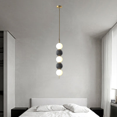 Modern Minimalist Vertical String Ball Brass Acrylic LED Pendant Light For Bedroom