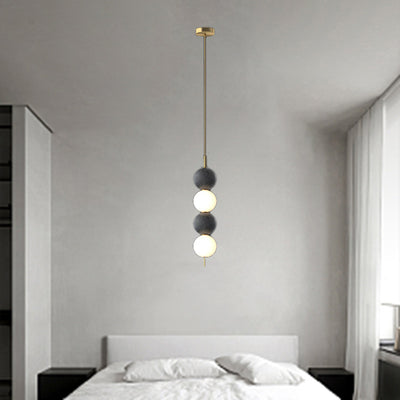 Modern Minimalist Vertical String Ball Brass Acrylic LED Pendant Light For Bedroom