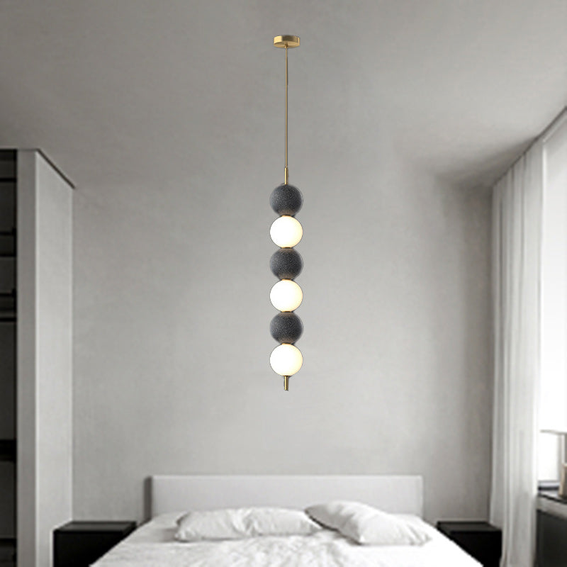 Modern Minimalist Vertical String Ball Brass Acrylic LED Pendant Light For Bedroom