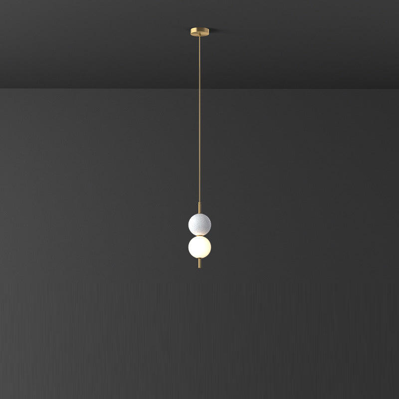 Modern Minimalist Vertical String Ball Brass Acrylic LED Pendant Light For Bedroom