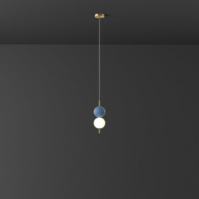 Modern Minimalist Vertical String Ball Brass Acrylic LED Pendant Light For Bedroom