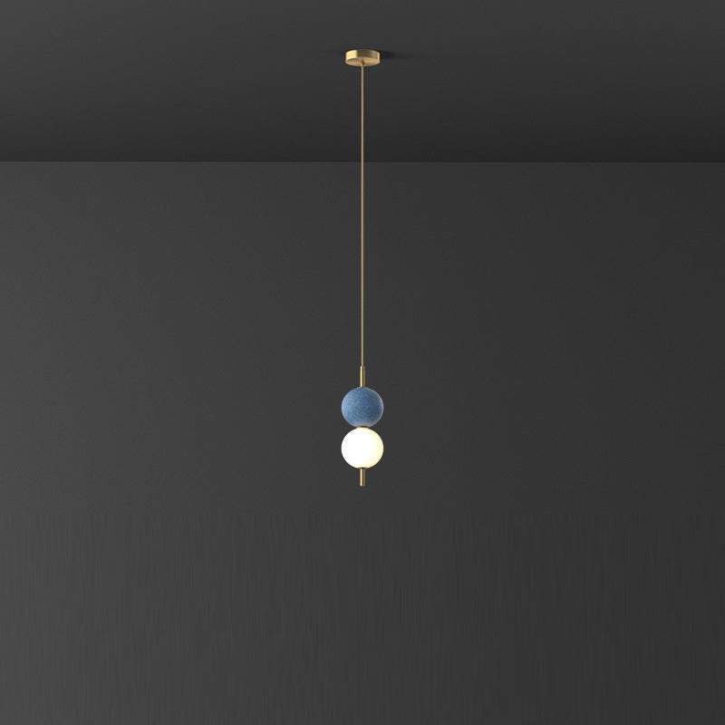 Modern Minimalist Vertical String Ball Brass Acrylic LED Pendant Light For Bedroom