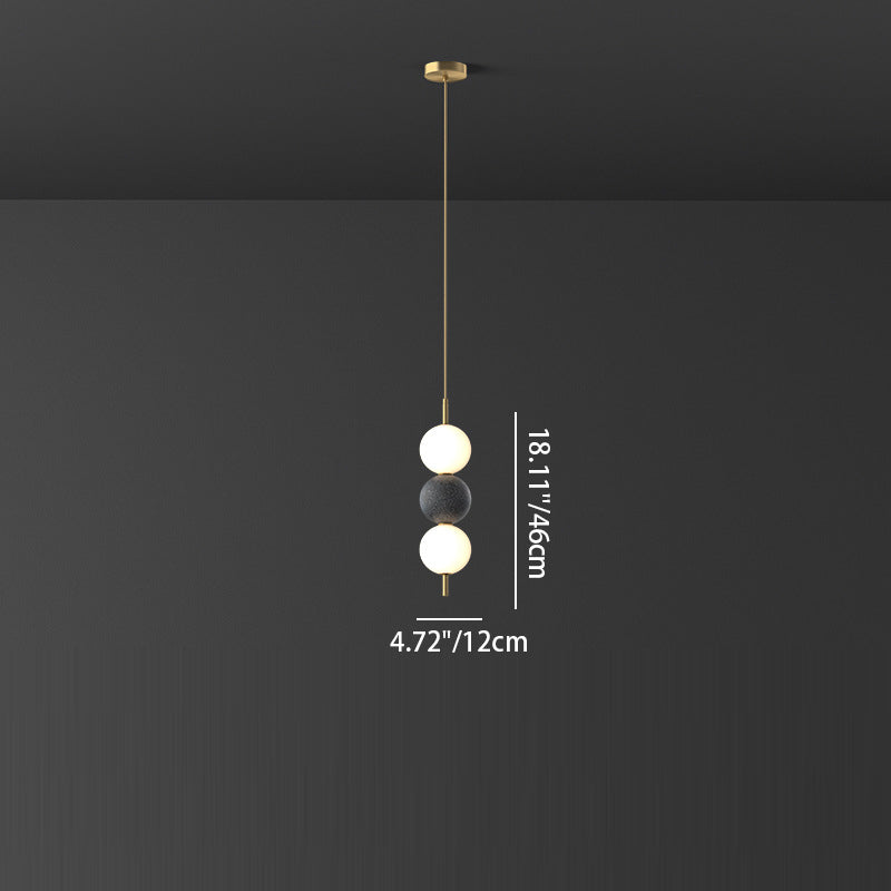 Modern Minimalist Vertical String Ball Brass Acrylic LED Pendant Light For Bedroom