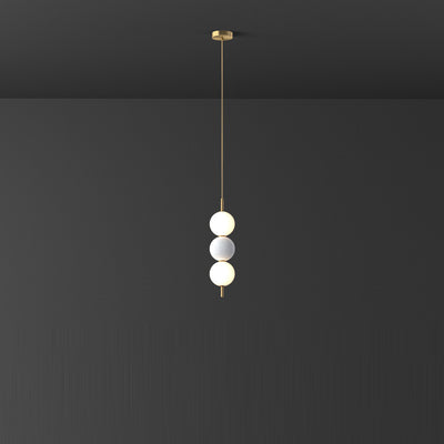 Modern Minimalist Vertical String Ball Brass Acrylic LED Pendant Light For Bedroom