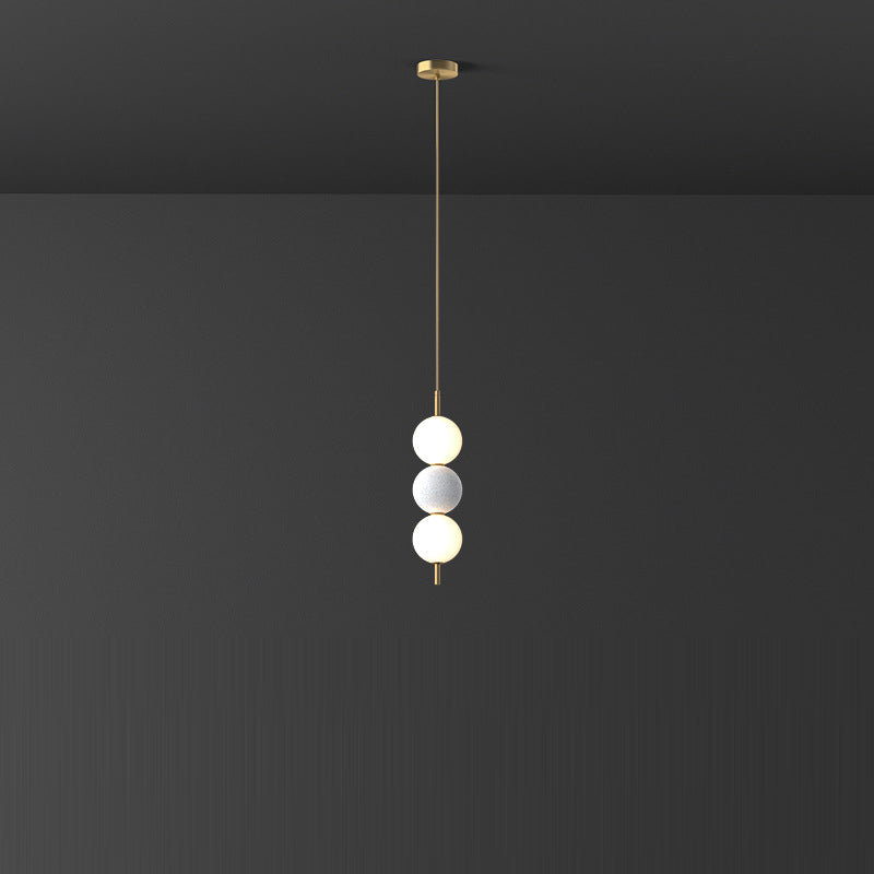 Modern Minimalist Vertical String Ball Brass Acrylic LED Pendant Light For Bedroom