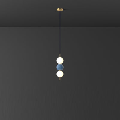 Modern Minimalist Vertical String Ball Brass Acrylic LED Pendant Light For Bedroom