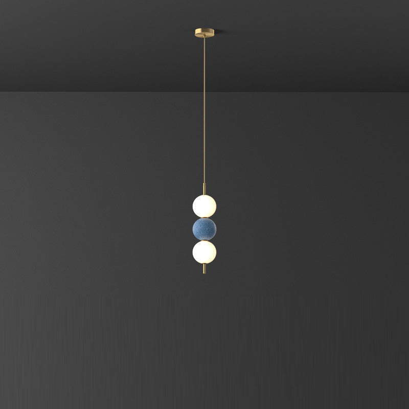 Modern Minimalist Vertical String Ball Brass Acrylic LED Pendant Light For Bedroom