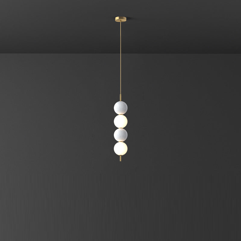 Modern Minimalist Vertical String Ball Brass Acrylic LED Pendant Light For Bedroom