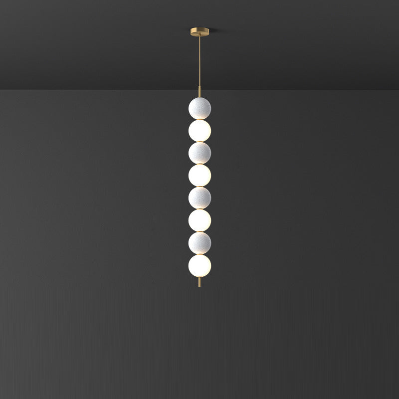 Modern Minimalist Vertical String Ball Brass Acrylic LED Pendant Light For Living Room