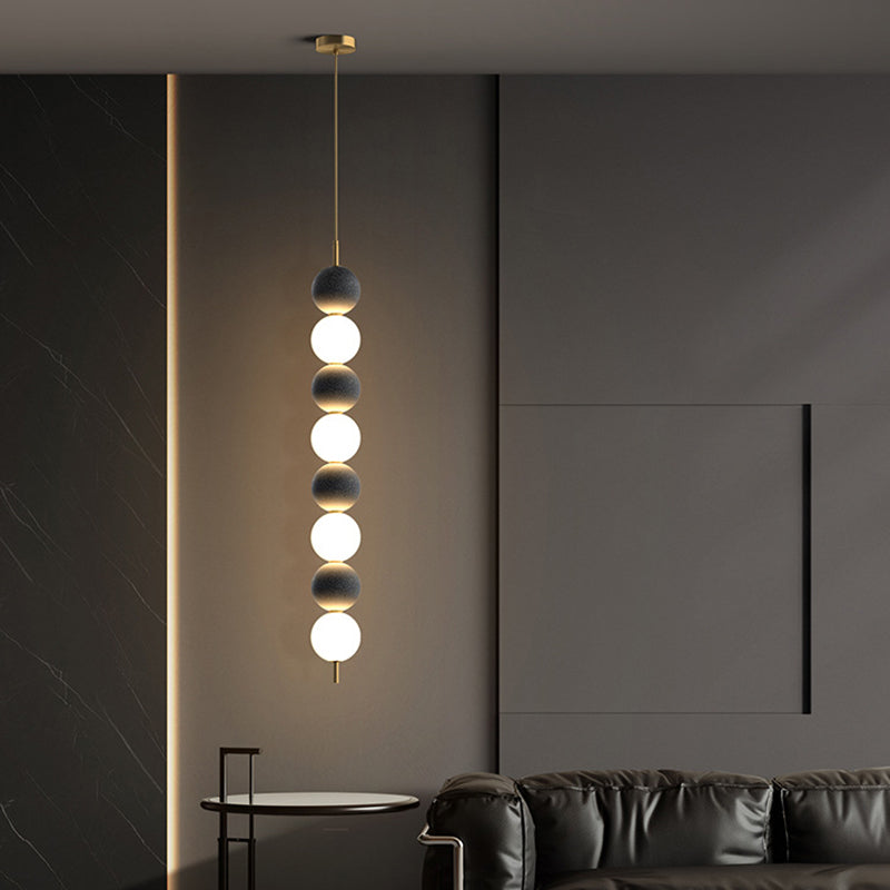 Modern Minimalist Vertical String Ball Brass Acrylic LED Pendant Light For Living Room