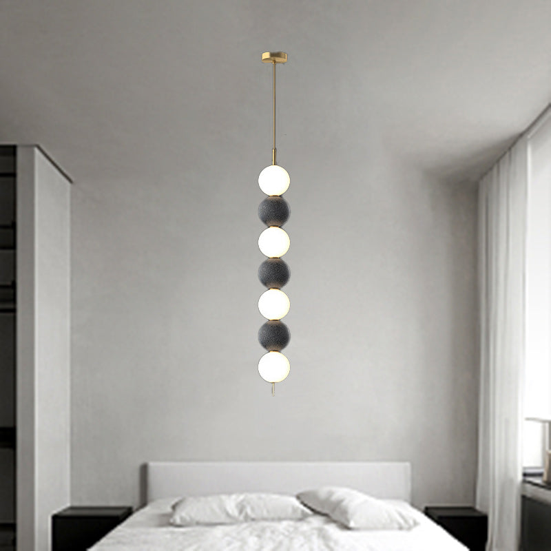 Modern Minimalist Vertical String Ball Brass Acrylic LED Pendant Light For Living Room