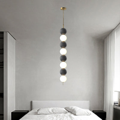 Modern Minimalist Vertical String Ball Brass Acrylic LED Pendant Light For Living Room