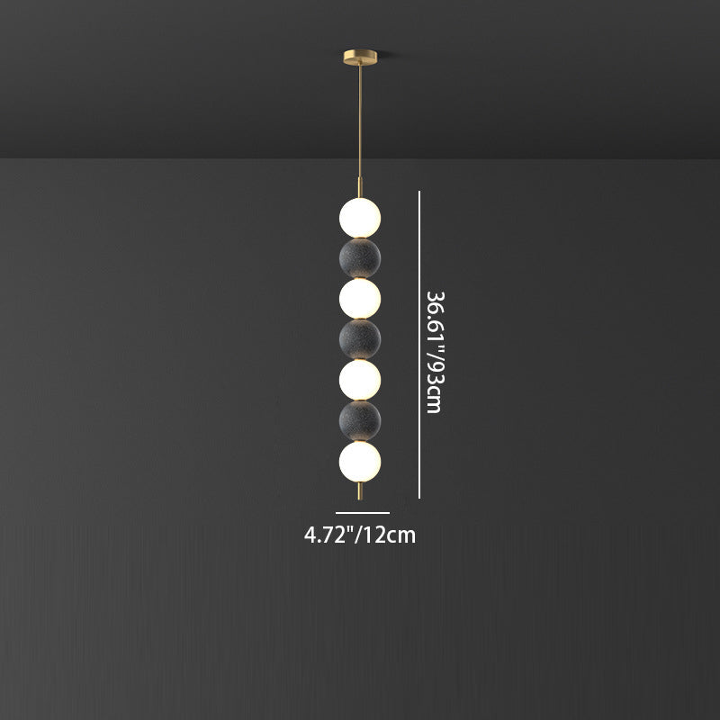 Modern Minimalist Vertical String Ball Brass Acrylic LED Pendant Light For Living Room