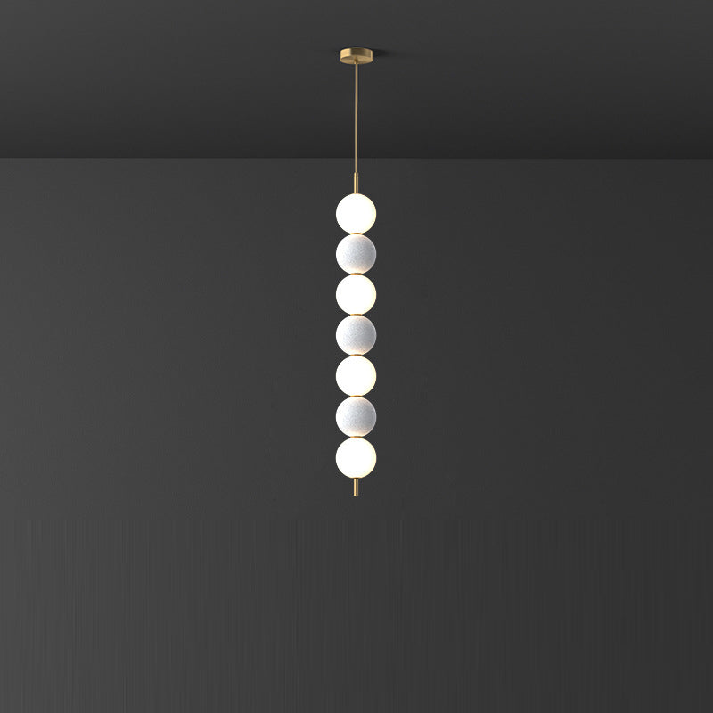 Modern Minimalist Vertical String Ball Brass Acrylic LED Pendant Light For Living Room