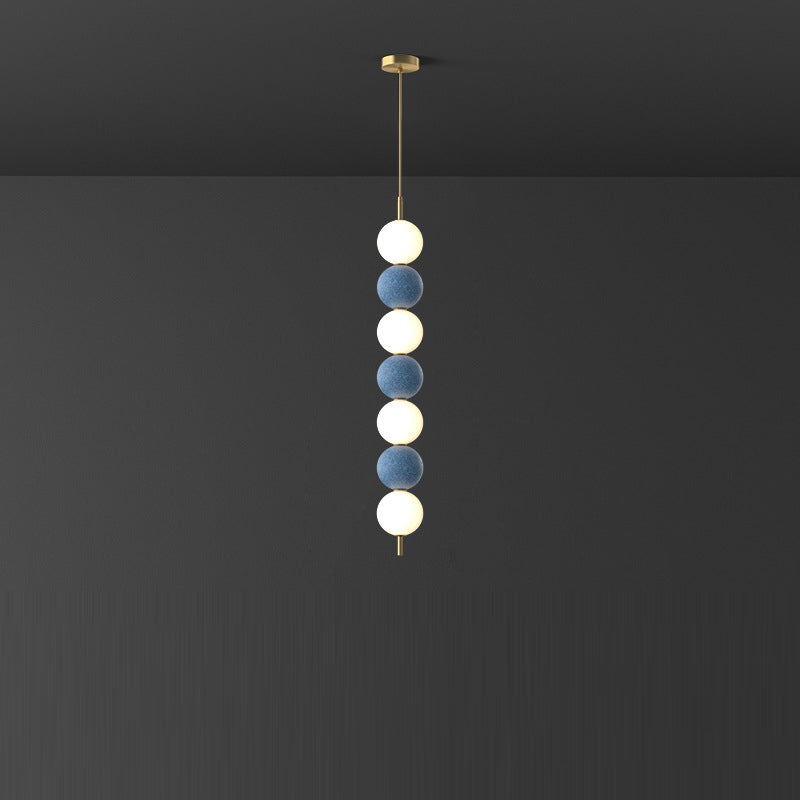 Modern Minimalist Vertical String Ball Brass Acrylic LED Pendant Light For Living Room