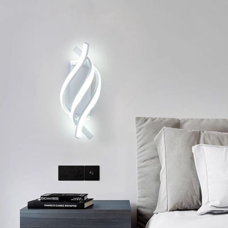 Contemporary Nordic Spiral Iron Silicone LED Wall Sconce Lamp For Bedroom