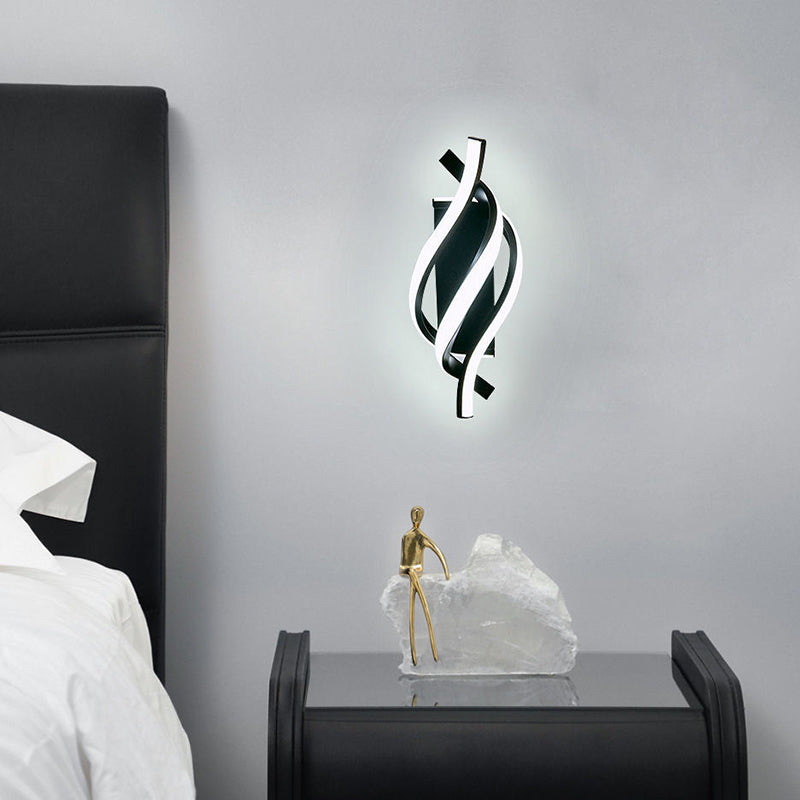 Contemporary Nordic Spiral Iron Silicone LED Wall Sconce Lamp For Bedroom