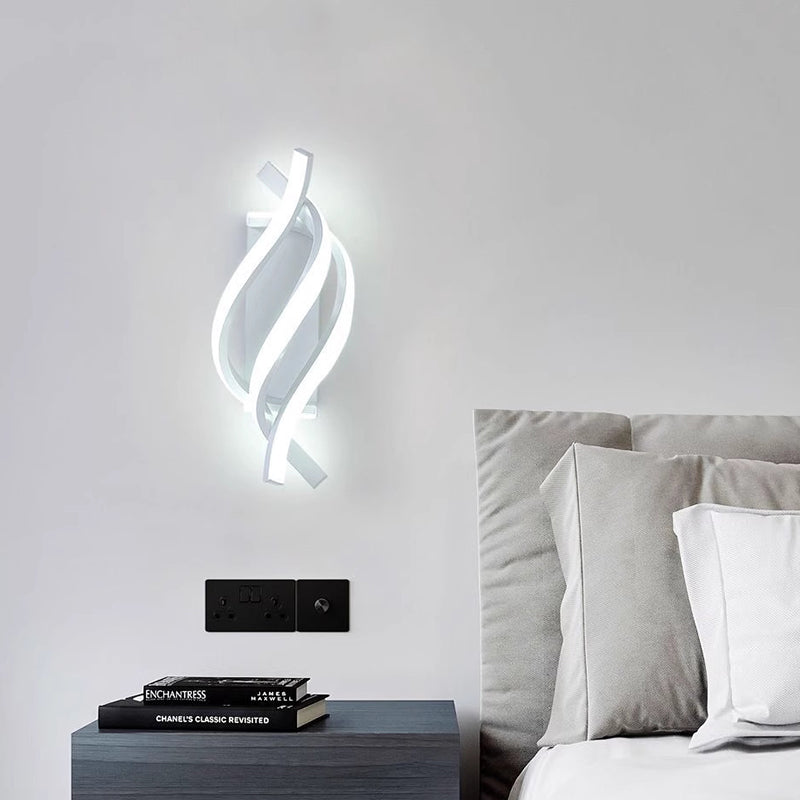 Contemporary Nordic Spiral Iron Silicone LED Wall Sconce Lamp For Bedroom