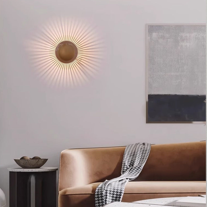 Contemporary Creative Aluminum Round Sunflower LED Wall Sconce Lamp For Living Room