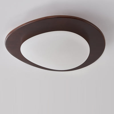 Contemporary Retro Pebbles Shape Wood PE LED Flush Mount Ceiling Light For Living Room