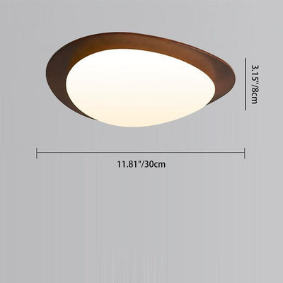 Contemporary Retro Pebbles Shape Wood PE LED Flush Mount Ceiling Light For Living Room